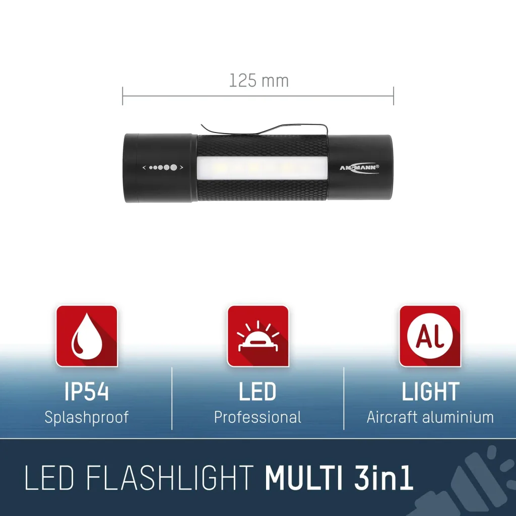 Multifunctional flashlight 3-in-1 - focusable flashlight, work light and signal light