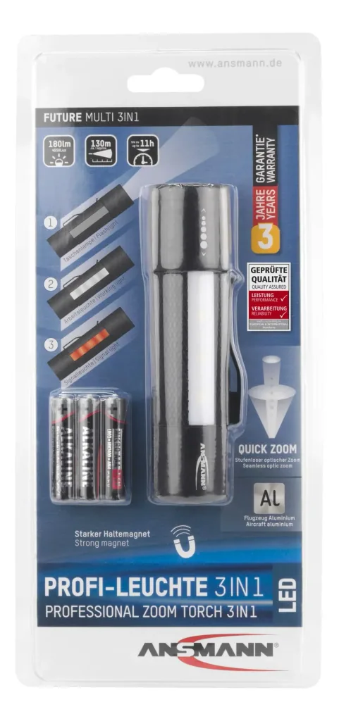 Multifunctional flashlight 3-in-1 - focusable flashlight, work light and signal light