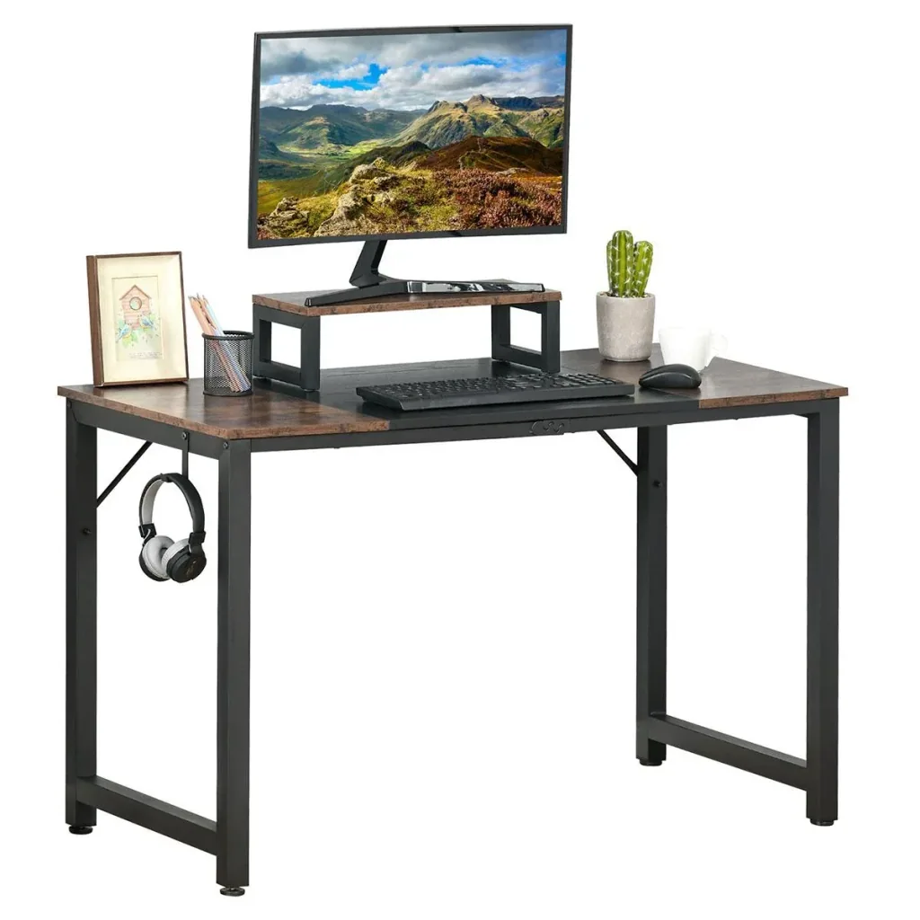 Computer desk PC table office table industrial style chipboard metal rustic brown+black 120 x 60 x 73.5 cm