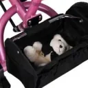 Children's tricycle - Pink - push bar, folding roof, folding footrest, basket