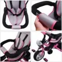 Children's tricycle - Pink - push bar, folding roof, folding footrest, basket
