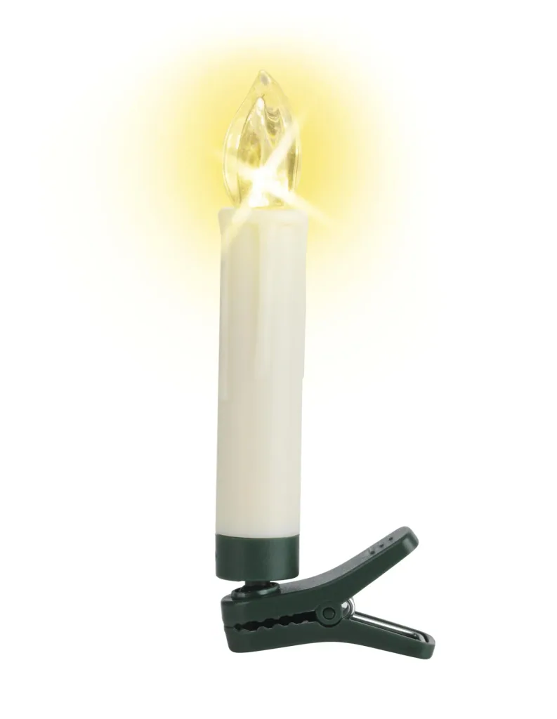 Wireless LED Christmas tree candles, cream-white, battery-operated, with clip holder and remote control, warm white, 16 pieces