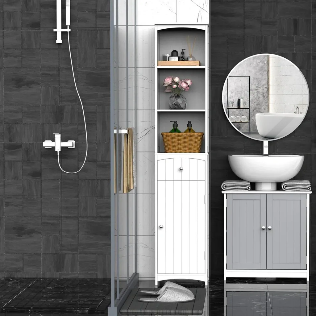 white bathroom cabinet
