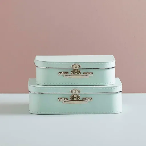 Kids Concept kartonnen koffer set van 2 mint