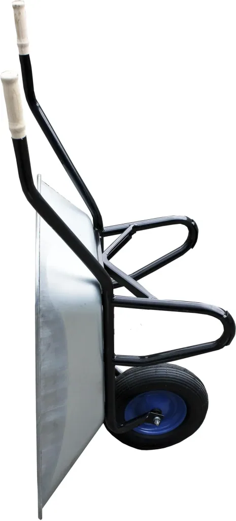 Flat-tip trolley "Gala", galvanized trough, 95 liters, 1 pneumatic wheel