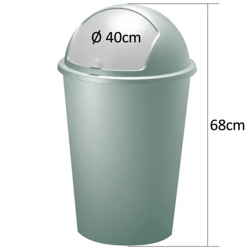 Mint plastic waste bin 50L