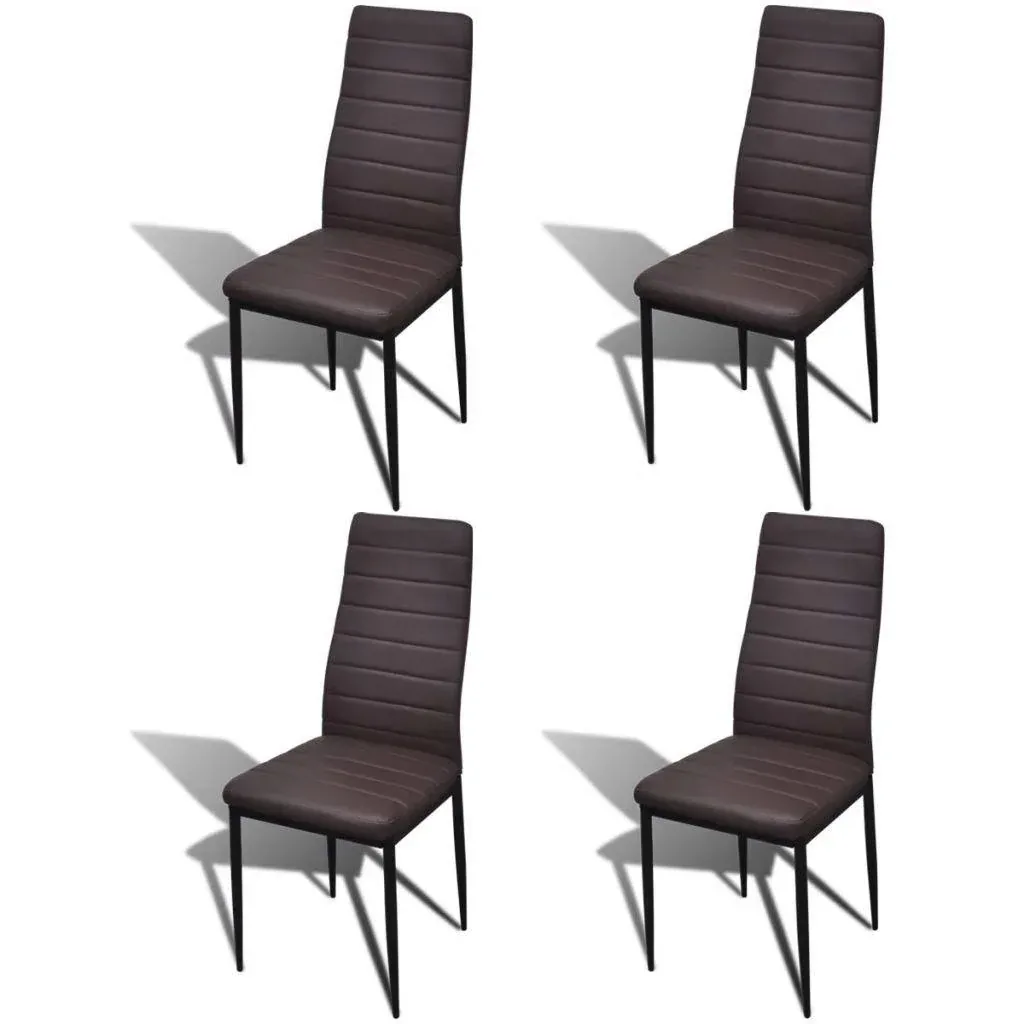 Dining room chairs 4 pieces faux leather brown