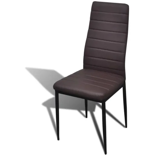 Dining room chairs 4 pieces faux leather brown