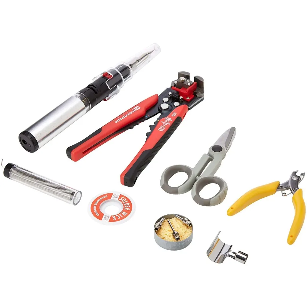 Professional soldering kit with rechargeable micro torch - 12 pieces