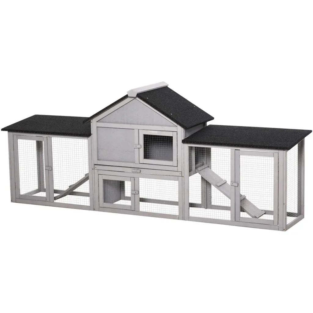 Dwarf rabbit hutch with outdoor enclosure 210 cm x 45.5 m x 84.5 cm