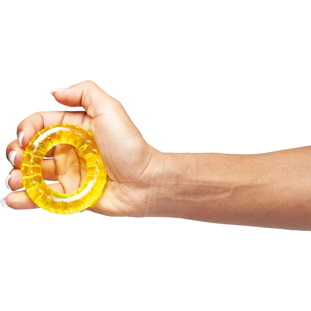 Massage ring with knobs 7 cm yellow