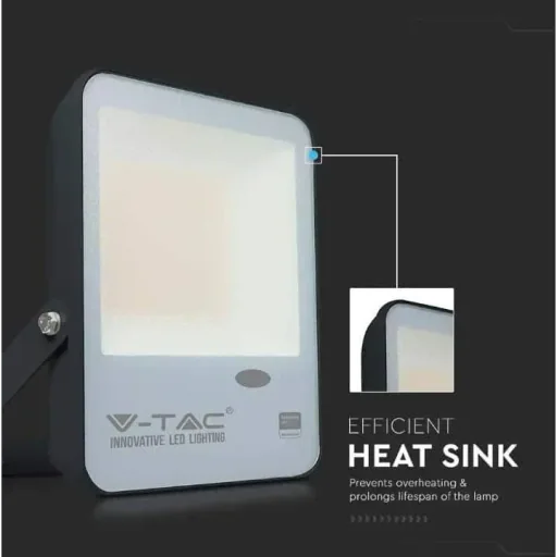 VT-57S LED floodlight with day/night sensor - 50 W - 5000 Lm - 6500K - black
