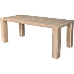 Robust scaffolding wooden table with wide block legs 150/95 cm