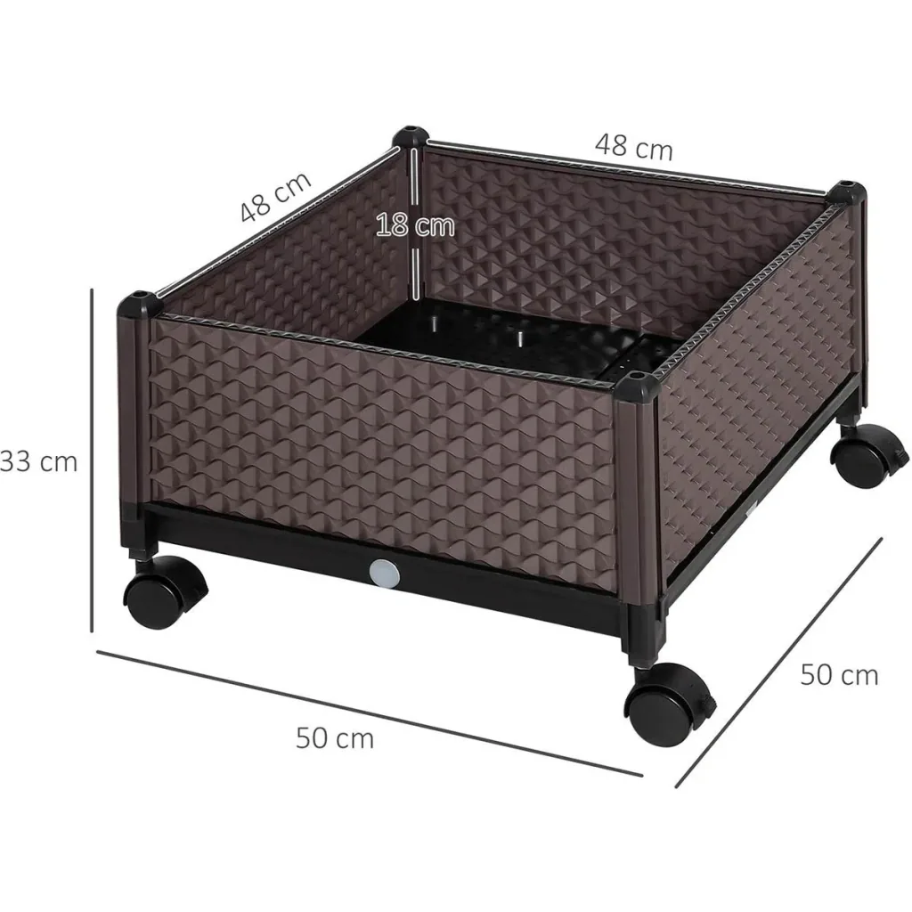 Raised bed on wheels - with drainage holes - 50 x 50 x 33 cm