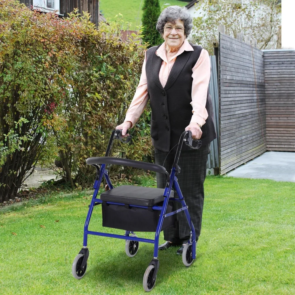 Rollator with chair and bag