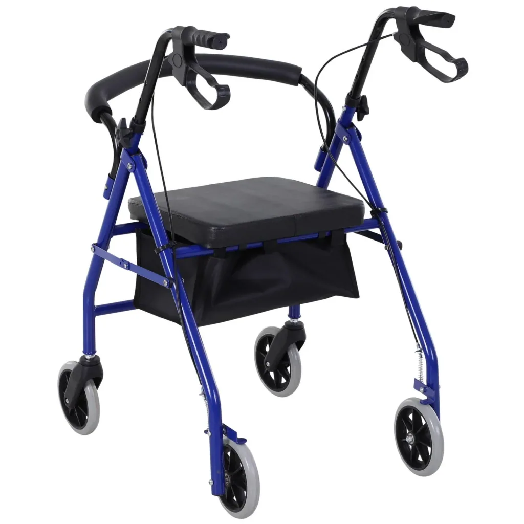 Rollator with chair and bag