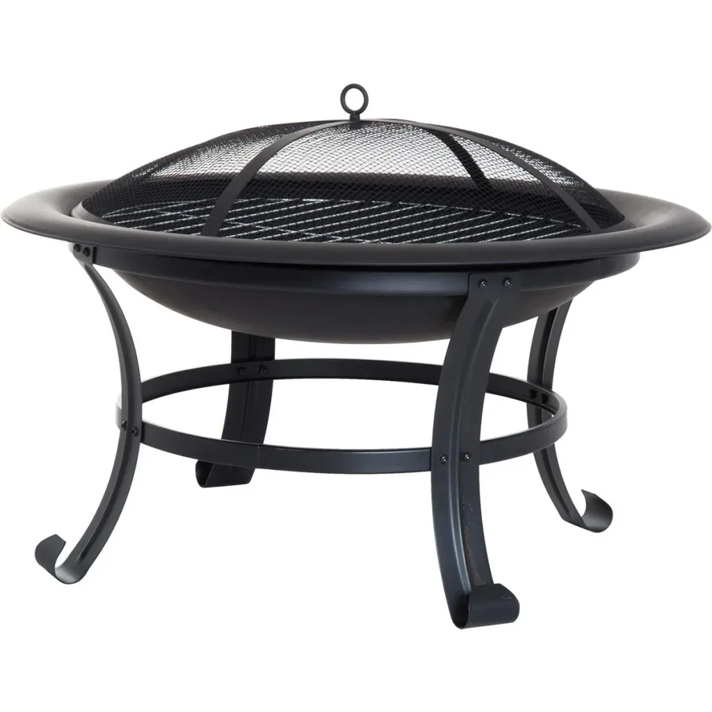 Fire basket with spark guard black