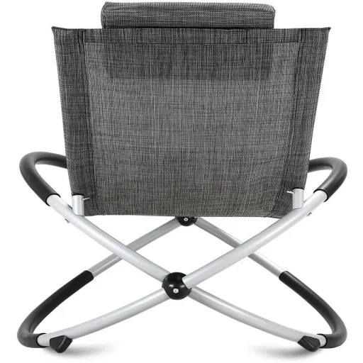 Folding lounger with rocking function - grey - 170x75x82 cm