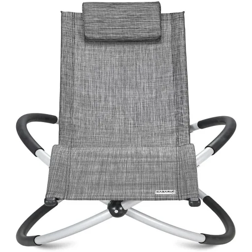 Folding lounger with rocking function - grey - 170x75x82 cm