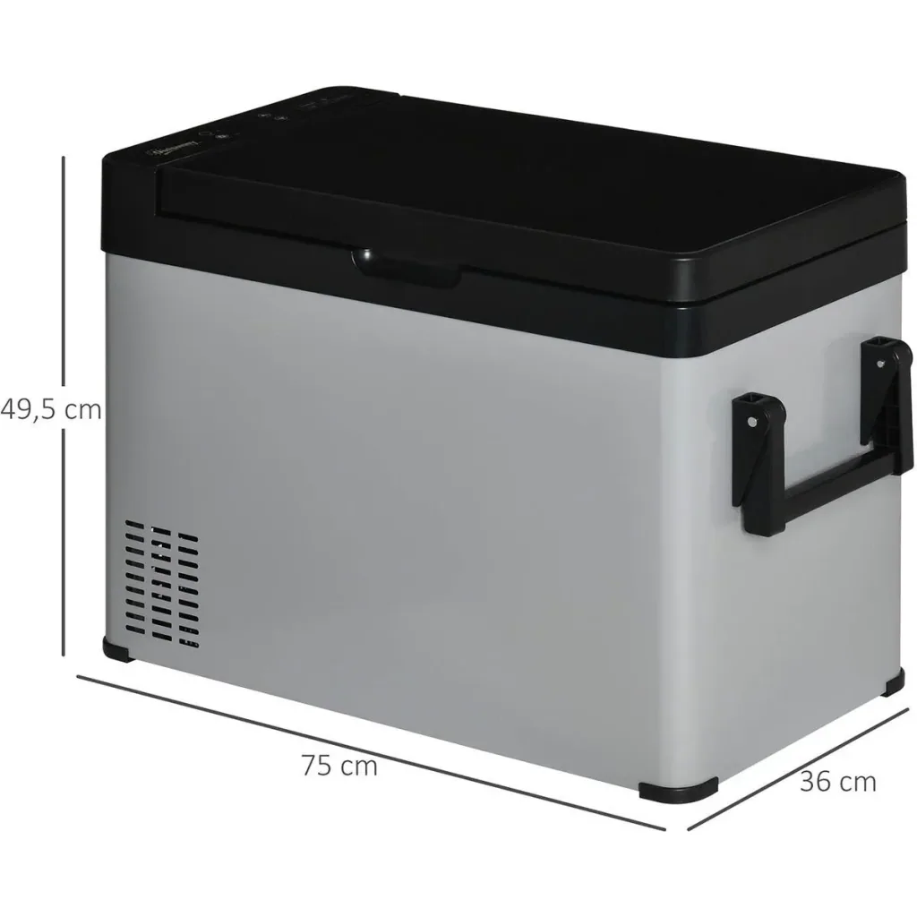 Electric Cooler - 50 liters - with LCD display and 2 operating modes - 110-240 V - Gray/Black