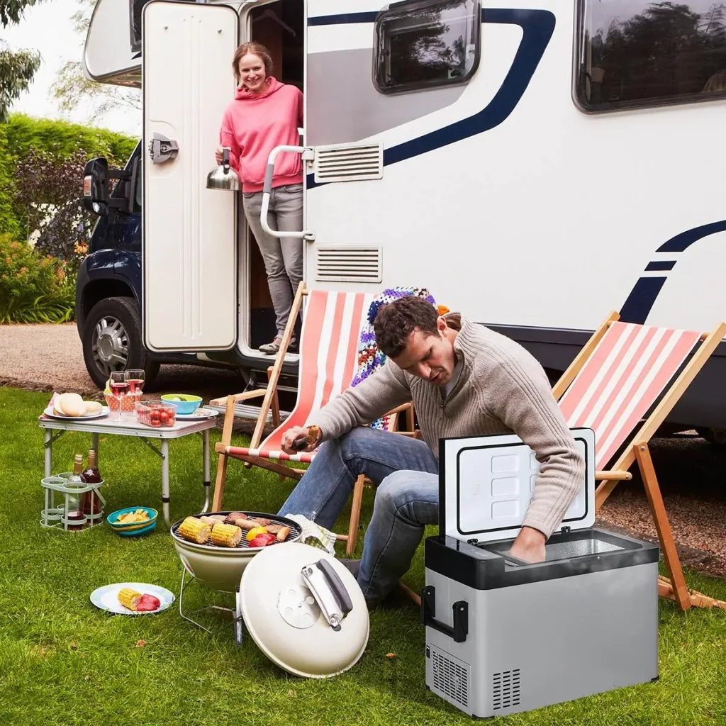 Electric Cooler - 50 liters - with LCD display and 2 operating modes - 110-240 V - Gray/Black