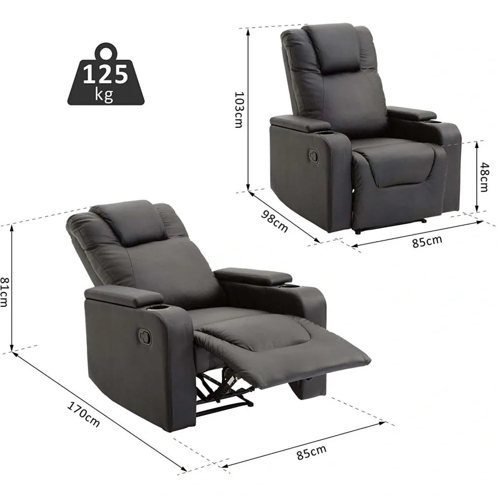 TV chair with 2 cup holders and storage space