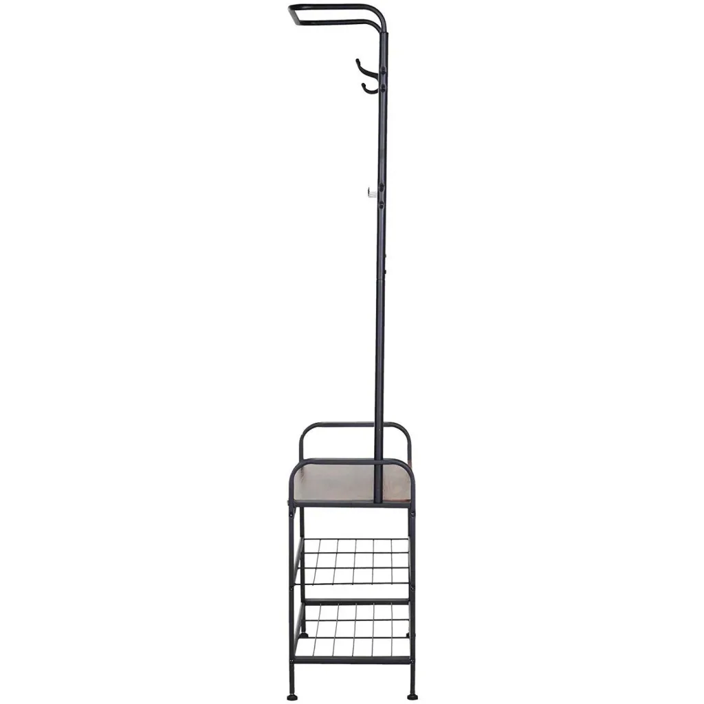 Clothes rack with shoe bench