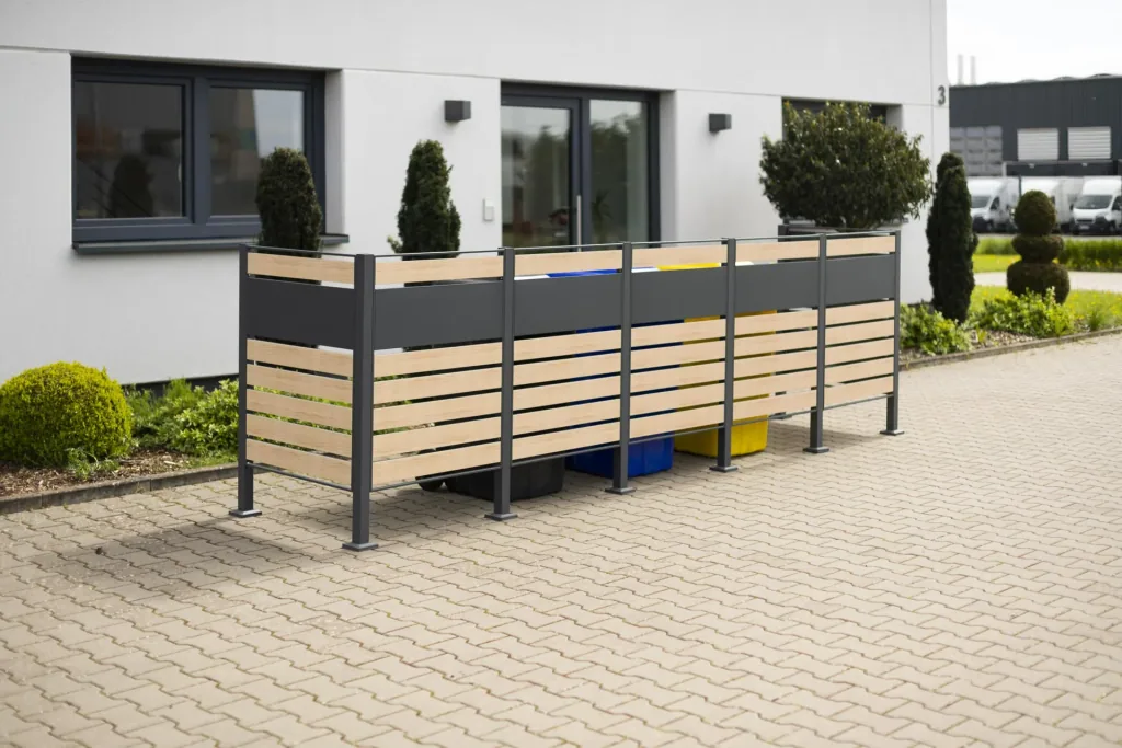 Garbage can cover Planum 5-box, 120 cm, wood look