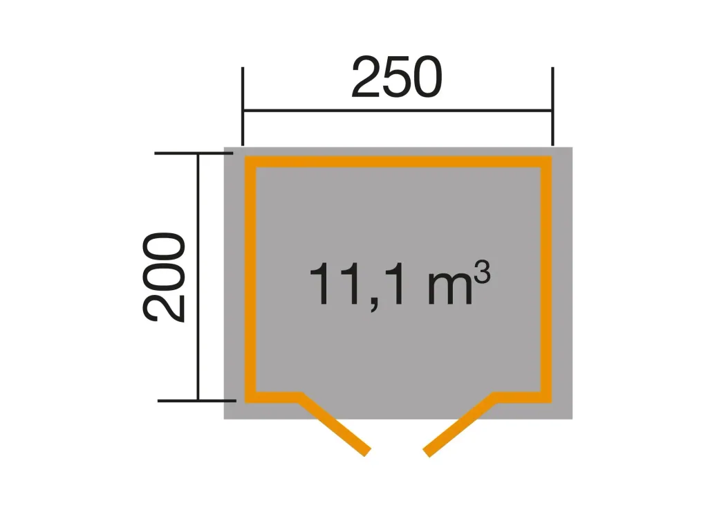 Garden house 209 size 1.5, 288 x 234 x 254 cm, wall thickness 28 mm, with double door natural