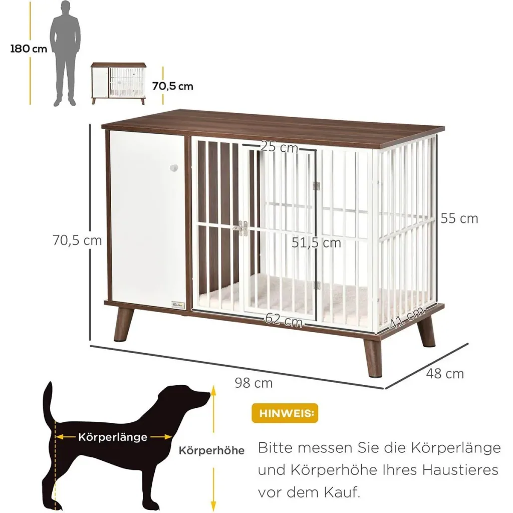 Wooden dog cage with cabinet cushion table surface raised design dog crate for medium small dogs indoor home