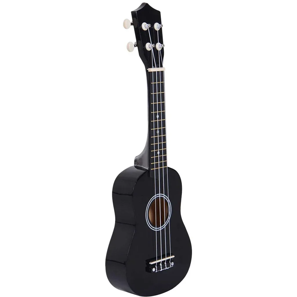 Ukulele string instrument beginner nylon strings birch wood black 53 x 17.5 x 6.2 cm