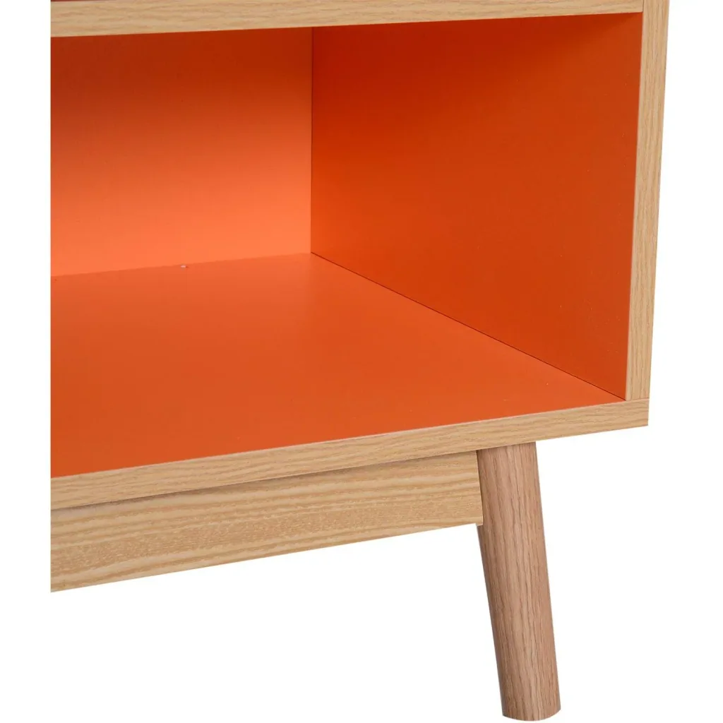 Bedside table, nightstand, console, side table with drawer, wood, 48 x 40 x 61.5 cm