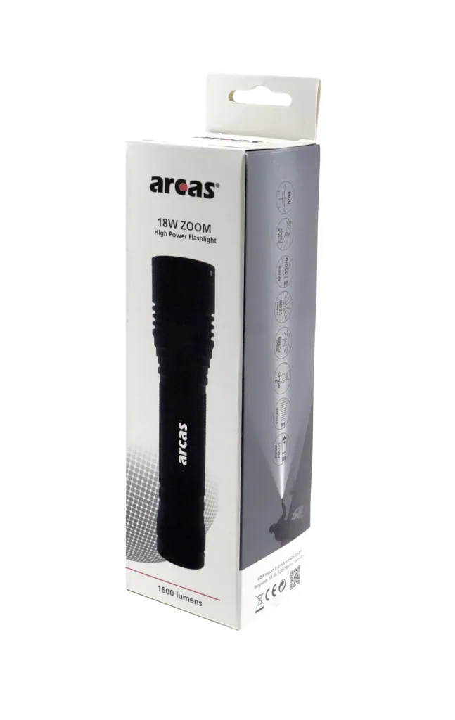 High-performance flashlight ARCAS 18 watts made of sturdy aluminum, 1600 lumens