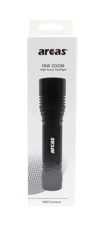 High-performance flashlight ARCAS 18 watts made of sturdy aluminum, 1600 lumens