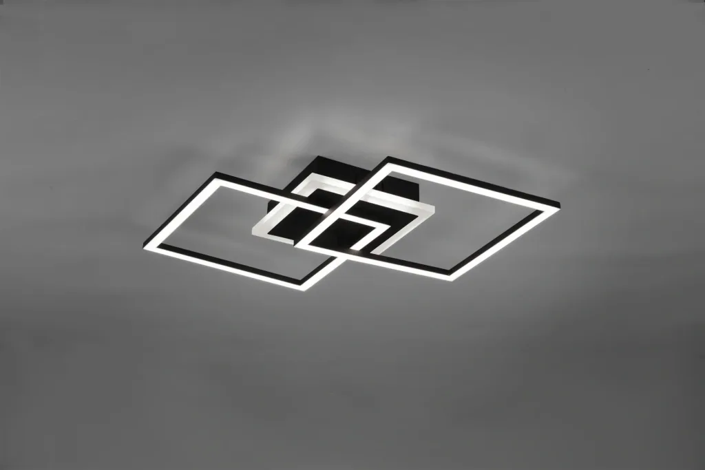 VENIDA LED ceiling light, 25 W, 3000 K, 2600 lm, switch dimmer, matt black, white acrylic