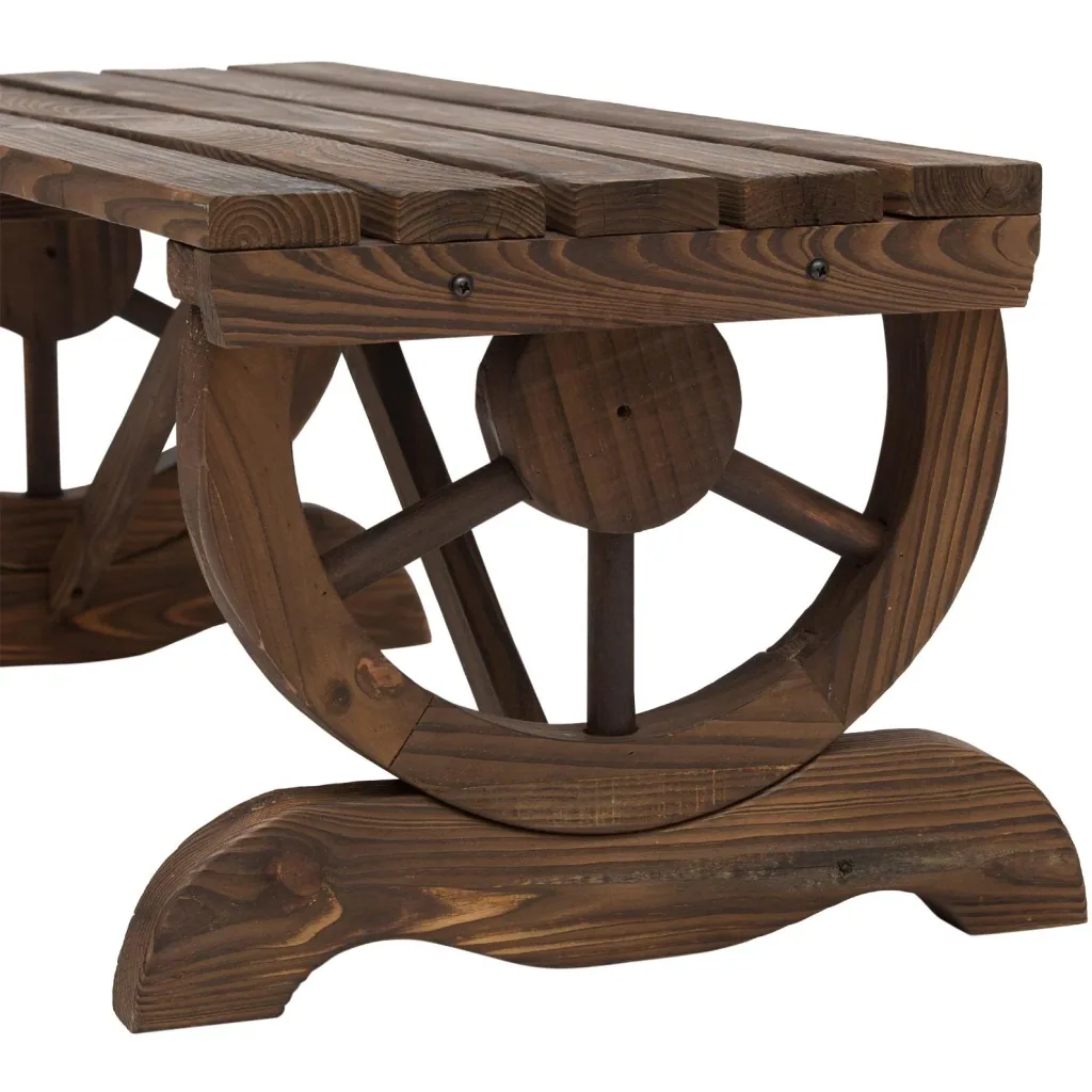 Bench in wagon wheel design