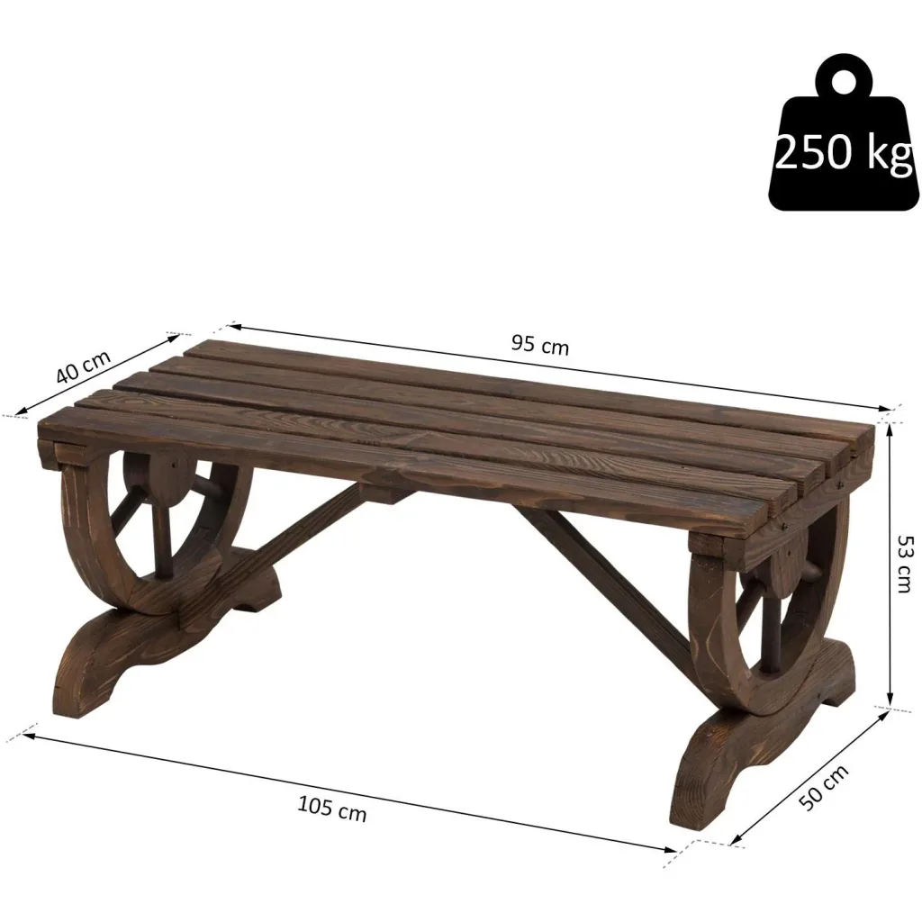 Bench in wagon wheel design