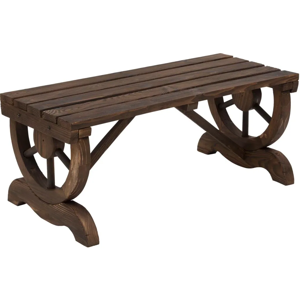 Bench in wagon wheel design