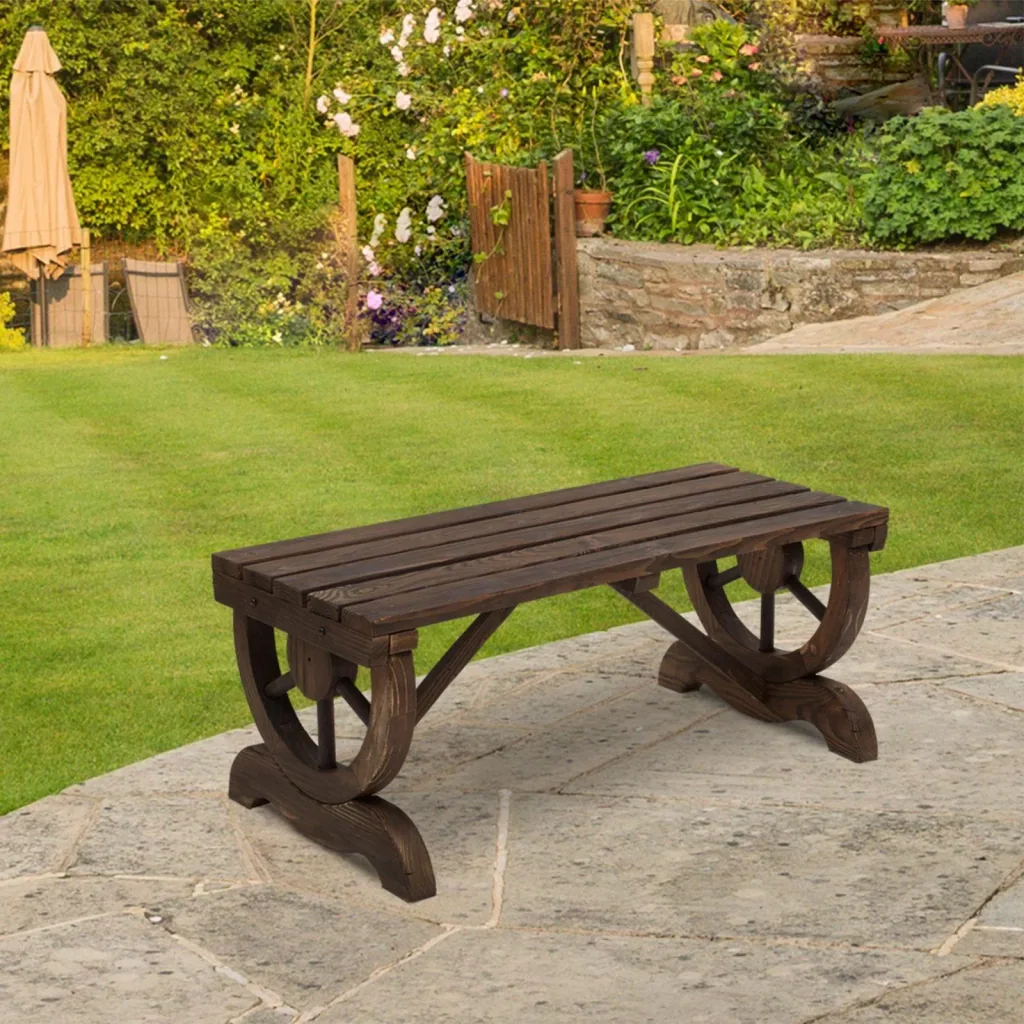 Bench in wagon wheel design