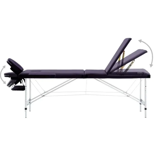 Folding massage table 3 zones aluminum wine purple