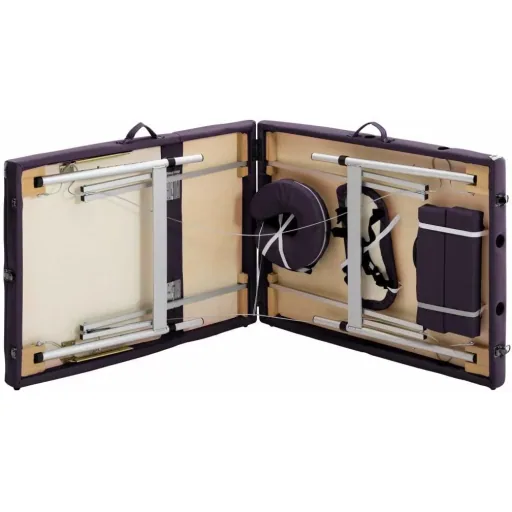 Folding massage table 3 zones aluminum wine purple