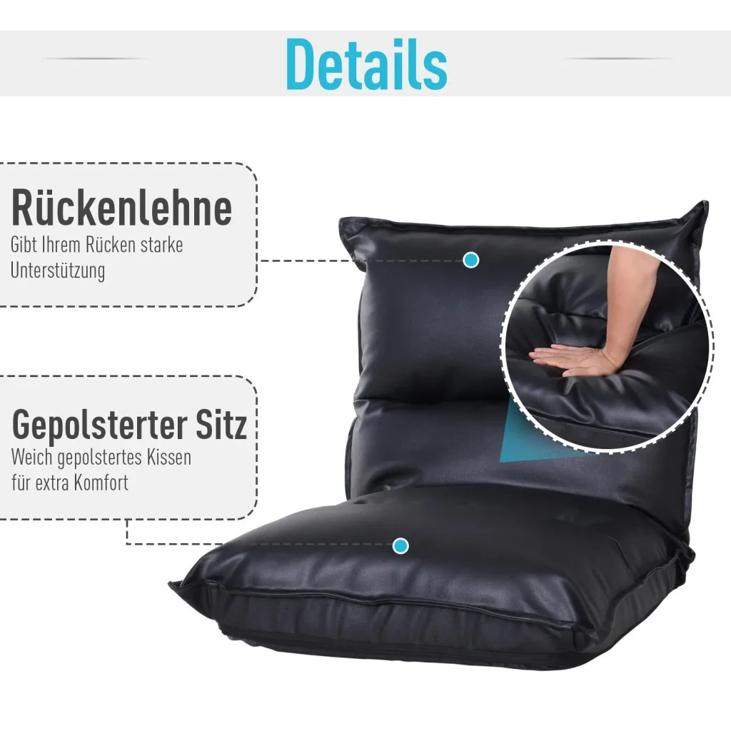 Floor cushion with adjustable backrest