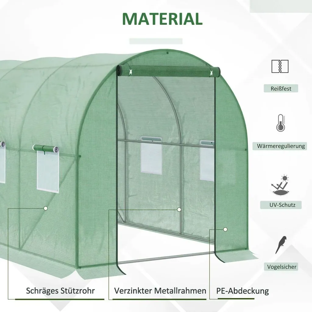 Plastic greenhouse walk-in greenhouse 3 x 2 m polytunnel film tunnel greenhouse frost protection steel pipe dark green