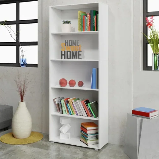 Vela bookcase with 5 shelves, white | 190 x 60 x 31 cm | Basic Scandinavian look