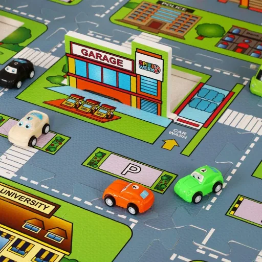 Floor protection/puzzle mat 20 pieces in street game look