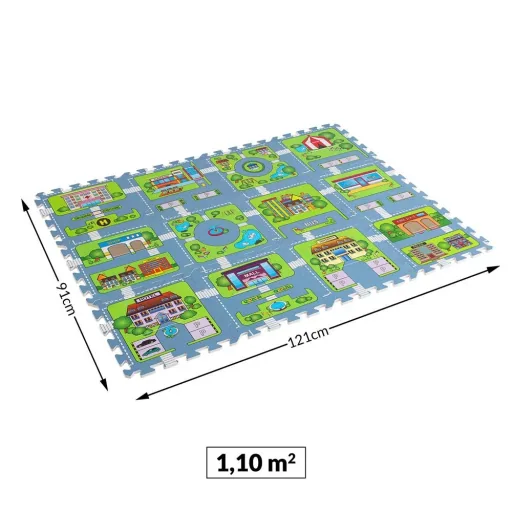 Floor protection/puzzle mat 20 pieces in street game look