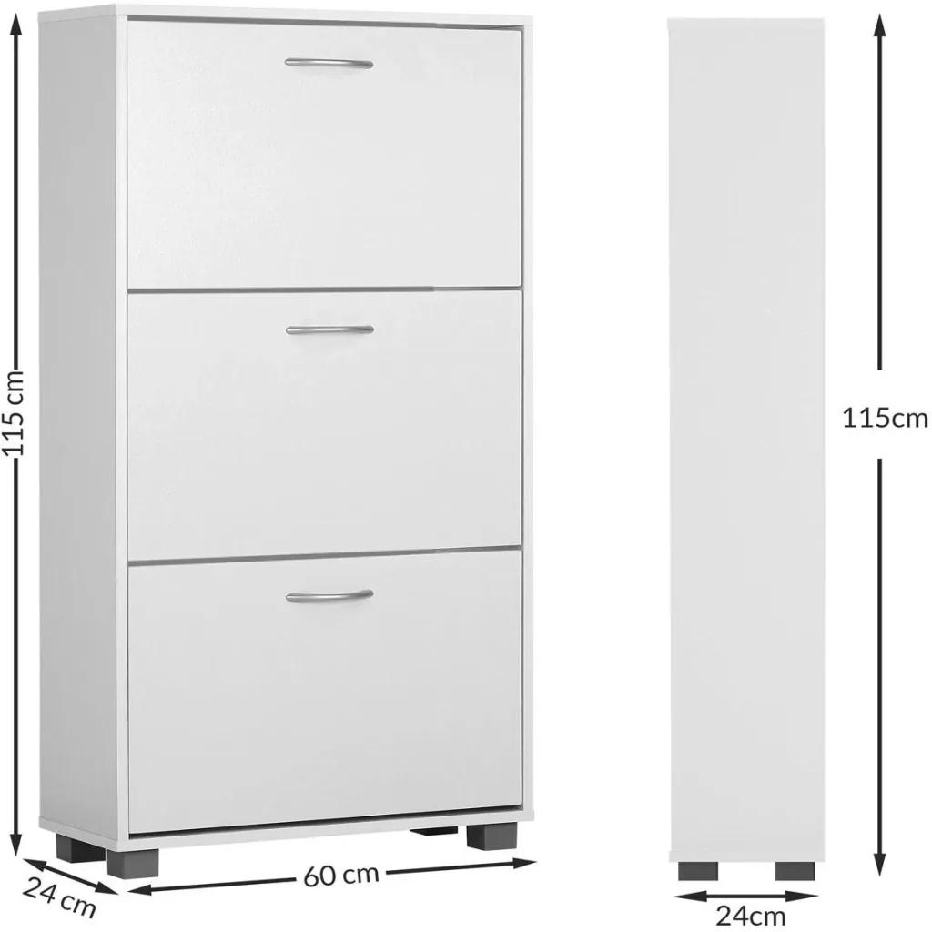 Shoe set with 3 drawers MDF white 115 x 60 x 24cm