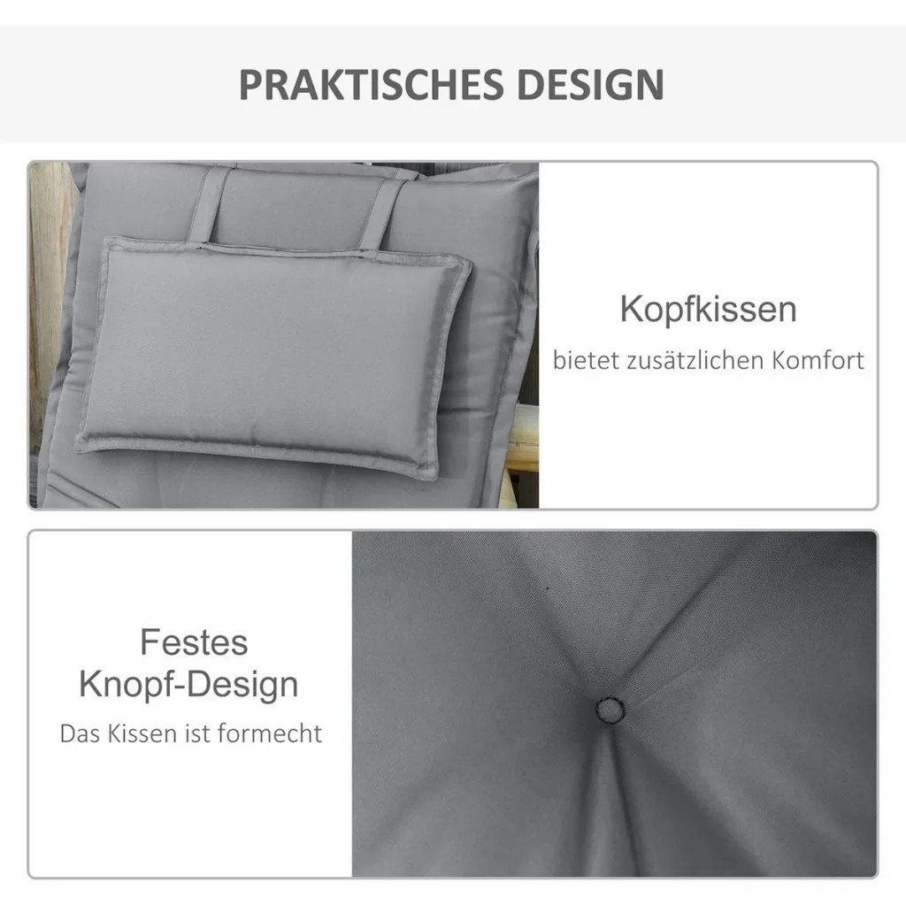 Chair cushions set of 2 with thick padding dark grey