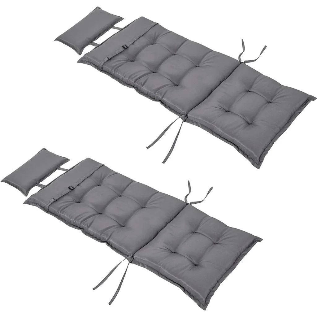 Chair cushions set of 2 with thick padding dark grey
