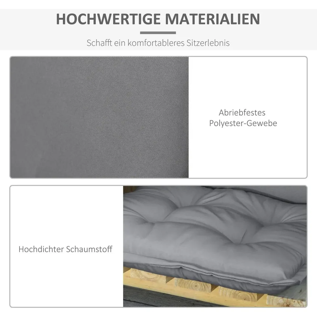 Chair cushions set of 2 with thick padding dark grey